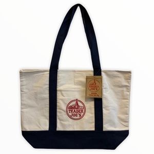 Brand New Trader Joe’s signature reusable cotton tote bag.
